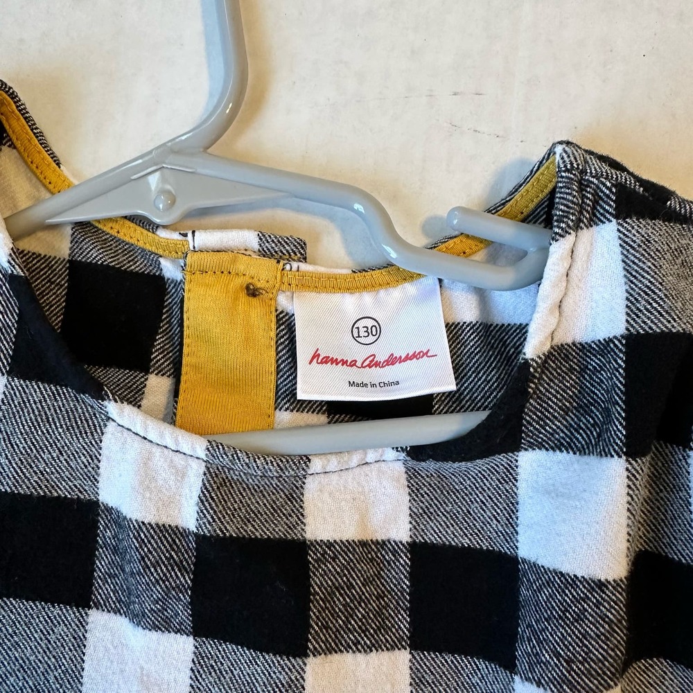 Hanna Andersson‎ Gingham Flannel Button Back Dress Sz 130 (8) - Picture 3 of 9